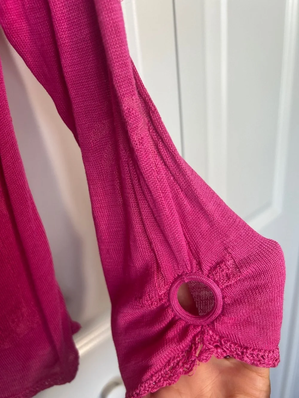 Tommy Bahama Hot Pink Palm Jacquard Button-Front Cardigan - Picture 5 of 6